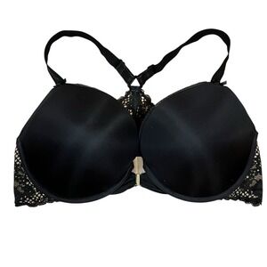 Adore Me Women's Elizabeth Underwired Tshirt Lace Racerback Bra Black Size 38DDD